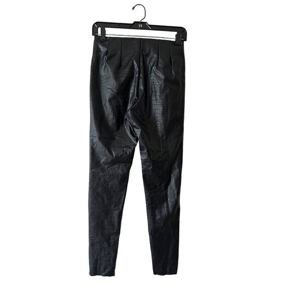 Top Shop Faux Crocodile Embossed Black Straight Leather Leg Pants  - Size 2 READ - Picture 5 of 11
